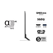 LG 86'' QNED evo MiniLED AI QNED85 4K Smart TV 2025, 50 tuuman LG QNED evo AI QNED85 MiniLED 4K -älytelevisio 2025, 86QNED85A6C, thumbnail 3