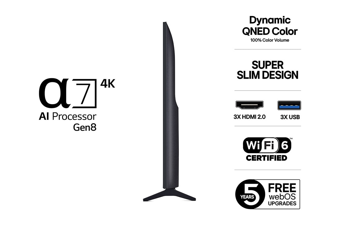 LG 65'' QNED AI QNED7E 4K Smart TV 2025, 65 tuuman LG QNED AI QNED7E 4K -älytelevisio 2025, 65QNED7EA6B, thumbnail 3