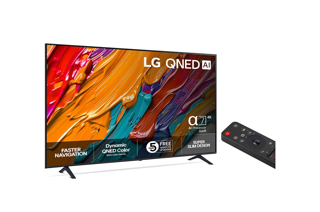 LG 75'' QNED AI QNED7E 4K Smart TV 2025, 75 tuuman LG QNED AI QNED7E 4K -älytelevisio 2025, 75QNED7EA6B, thumbnail 2