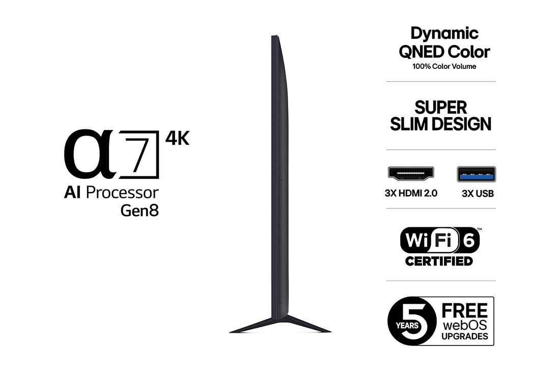 LG 75'' QNED AI QNED7E 4K Smart TV 2025, 75 tuuman LG QNED AI QNED7E 4K -älytelevisio 2025, 75QNED7EA6B, thumbnail 3