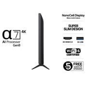LG 43'' NanoCell AI NANO8E 4K Smart TV 2025, Side view, 43NANO8EA6A, thumbnail 3