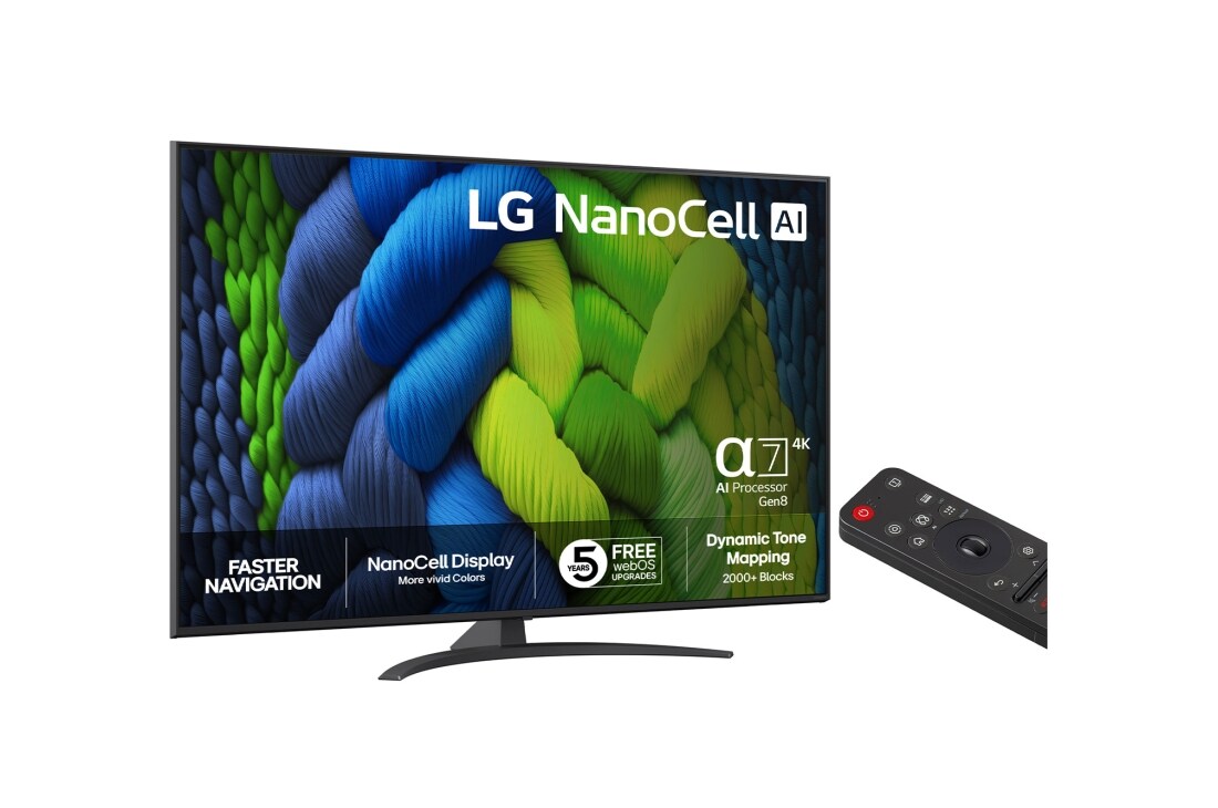 LG 55'' NanoCell AI NANO82 4K Smart TV 2025, right side, 55NANO82A6B, thumbnail 2