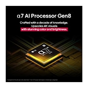 LG 55'' NanoCell AI NANO82 4K Smart TV 2025, Tekoälyprosessori alpha 7 AI Processor Gen8 loistaa keltaisena, ja siitä lähtee värikkäitä valopalloja. Otsikossa lukee, kuinka prosessori tuottaa 4K-laatua, upeita värejä ja kirkkautta., 55NANO82A6B, thumbnail 6