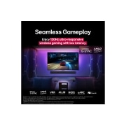 LG 97 tuuman True Wireless LG SIGNATURE OLED M5 -televisio langattomalla 4K-videon- ja äänensiirrolla, LG OLED M5 TV, jonka näytöllä näkyy pelin pelaamista, joka kuvaa sujuvaa ja saumatonta pelikokemusta. Zero Connect Box näkyy, mutta sulautuu hyvin tilaan. Pelisertifikaatiot ovat näkyvissä. Teksti ker, OLED97M59LA, thumbnail 5