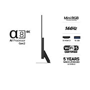 LG 65'' Mini RGB MRGB88 4K AI TV - 2026, 65MRGB88B6B, thumbnail 3