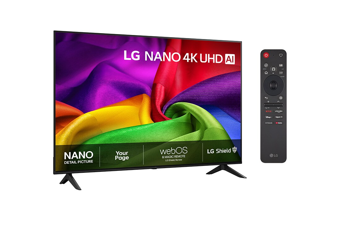 LG 65'' Nano UHD NU80 4K AI TV - 2026, 30° side view, 65NU800B6LA, thumbnail 2