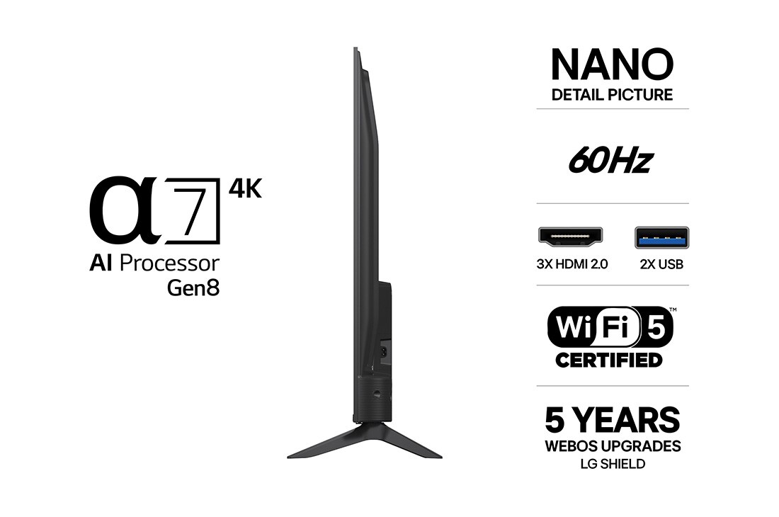 LG 65'' Nano UHD NU80 4K AI TV - 2026, a7, 65NU800B6LA, thumbnail 3