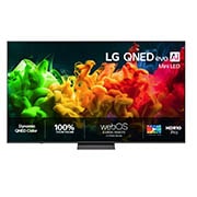 LG 85'' QNED evo MiniLED QNED81 4K AI TV - 2026, Etunäkymä vuonna 2026 julkaistusta LG QNED evo AI QNED80 Mini LED -televisiosta, jonka näytöllä näkyy eloisia, sulavia monivärisen liikkeen virtauksia ja jossa on Dynamic QNED Color Pro, Mini-LED, alp, 85QNED81B6A, thumbnail 1