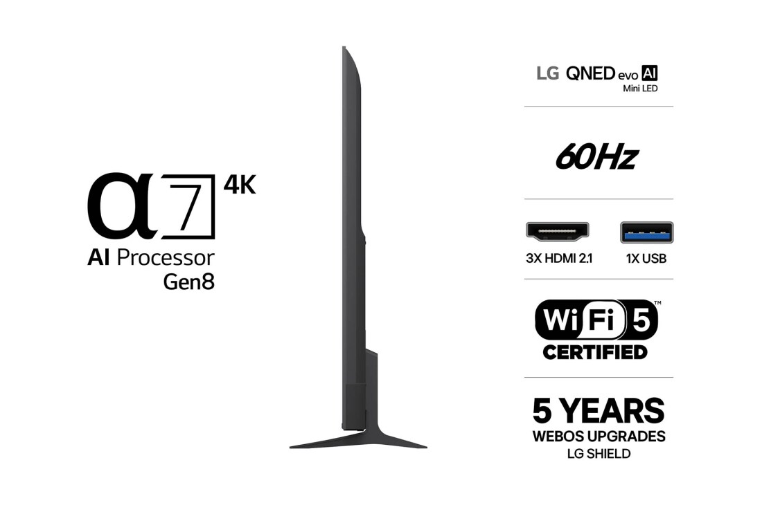 LG 85'' QNED evo MiniLED QNED81 4K AI TV - 2026, Erittäin suuri LG QNED evo AI QNED80 Mini LED -televisio on asennettu seinälle valoisassa olohuoneessa. Laajalla näytöllä näkyy jalkapallopelin jälkeistä juhlintaa eloisin värein ja huippuluokan kuvan, 85QNED81B6A, thumbnail 3