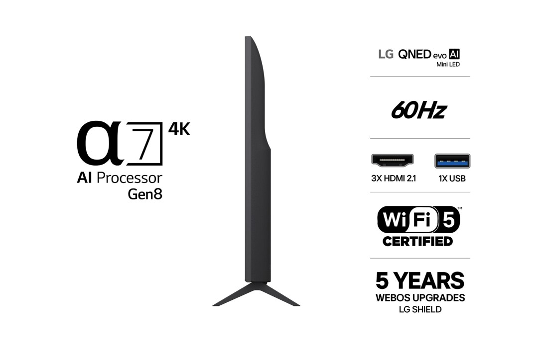LG 50'' QNED evo MiniLED QNED81 4K AI TV - 2026, 50QNED81B6C, thumbnail 3