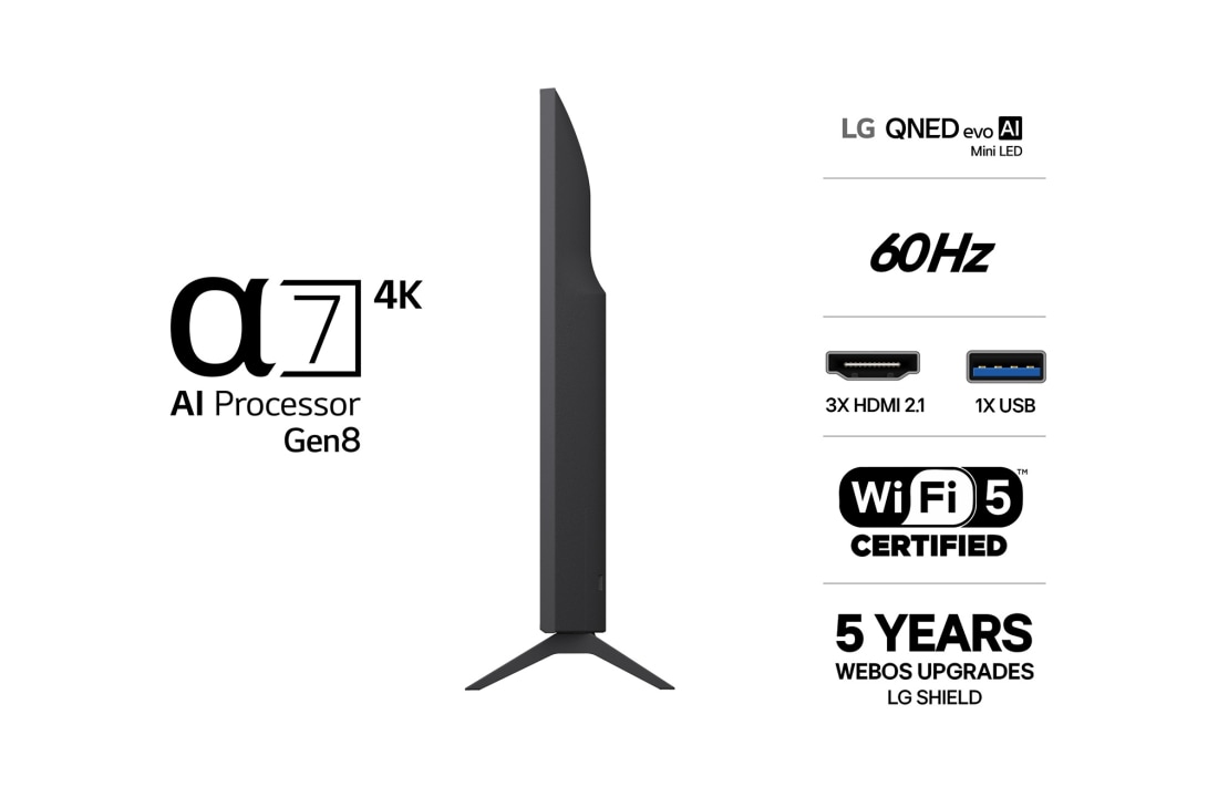 LG 43'' QNED evo MiniLED QNED81 4K AI TV - 2026, 43QNED81B6C, thumbnail 3