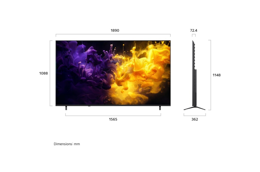 LG 85'' QNED70 4K AI TV - 2026, LG 85" QNED70 4K AI TV - 2026, 85QNED70B6A, thumbnail 4