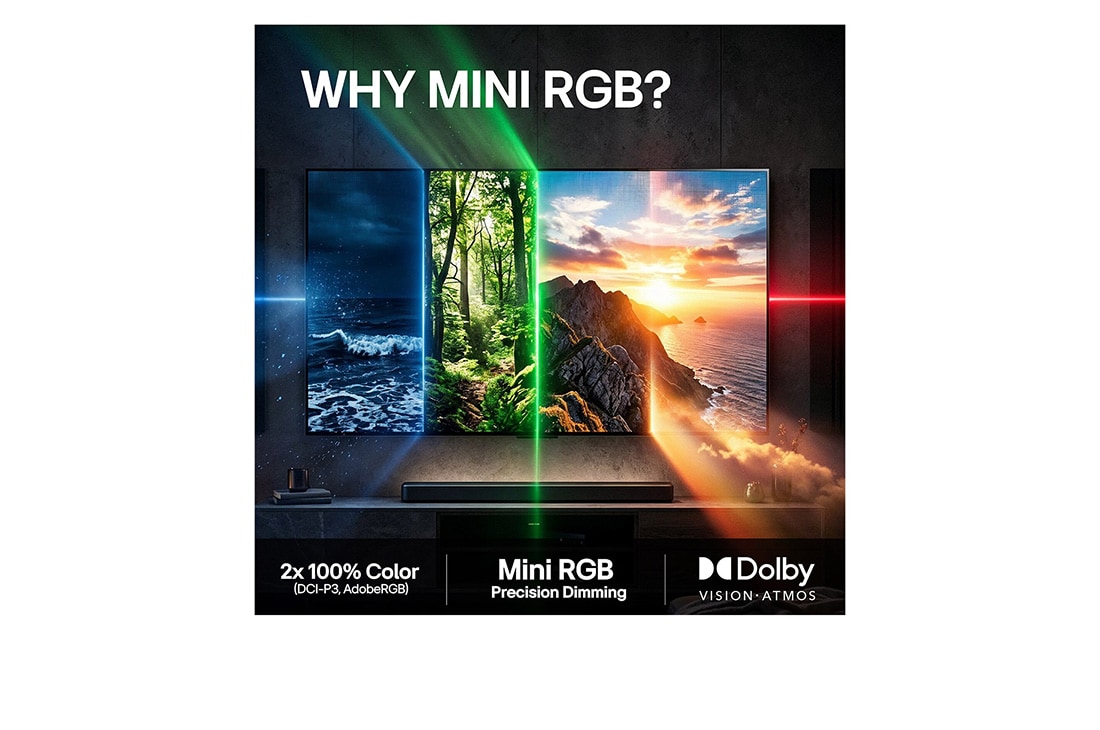 LG 50'' Mini RGB MRGB88 4K AI TV - 2026, LG Mini RGB evo AI MRGB85 -mallissa oleva LG Shield näytetään keskellä olevalla LG Shield -logolla, alla olevilla turvallisuuskuvakkeilla ja yläpuolella olevalla vuoden 2026 CES Innovation Awards Hono, 50MRGB88B6B, thumbnail 9
