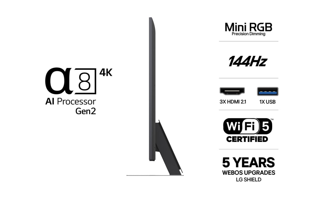 LG 50'' Mini RGB MRGB87 4K AI TV - 2026, 50MRGB87B6B, thumbnail 3