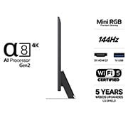 LG 50'' Mini RGB MRGB87 4K AI TV - 2026, 50MRGB87B6B, thumbnail 3