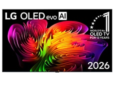 Vuonna 2026 julkaistun LG OLED evo AI W6 Wallpaper -television näytetään, erittäin ohut Wallpaper-muotoilu, ja näytöllä kulkee saumattomasti dynaaminen abstrakti sommitelma aaltomaisia, eloisissa väreissä liukuvia värigradientteja.