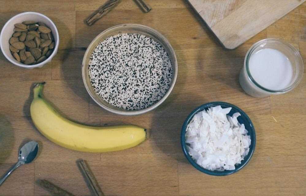 Food ingredients for quinoa bowl of LG NeoChef recipe.