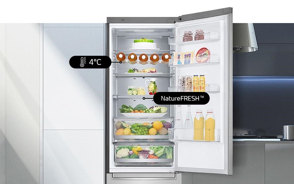 Les tiroirs spéciaux facilitent le stockage des aliments avec un réfrigérateur LG.