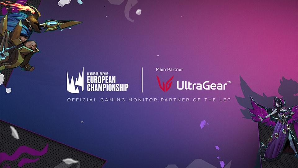 Banner graphic featuring the LG UltraGear LEC gaming monitor partnership