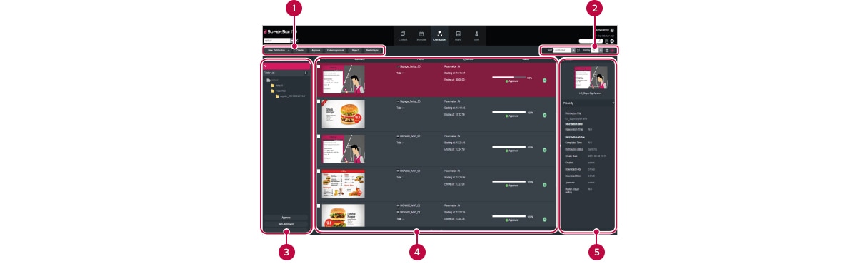 Screen image of SuperSign W distribution page