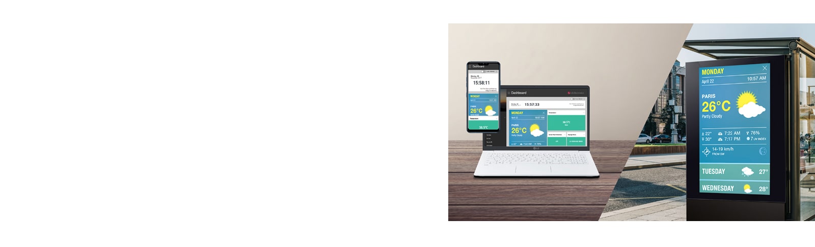 User can monitor and control their displays through mobile phone and laptop.