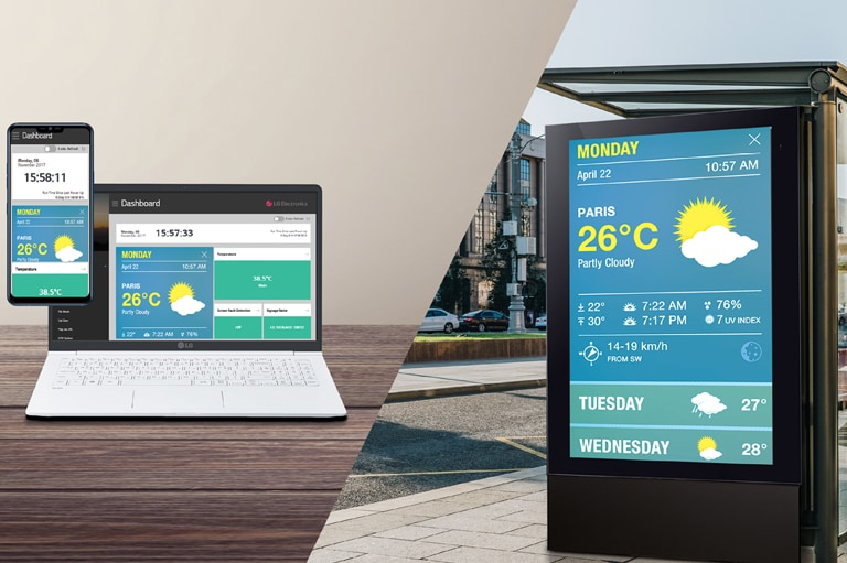 User can monitor and control their displays through mobile phone and laptop.