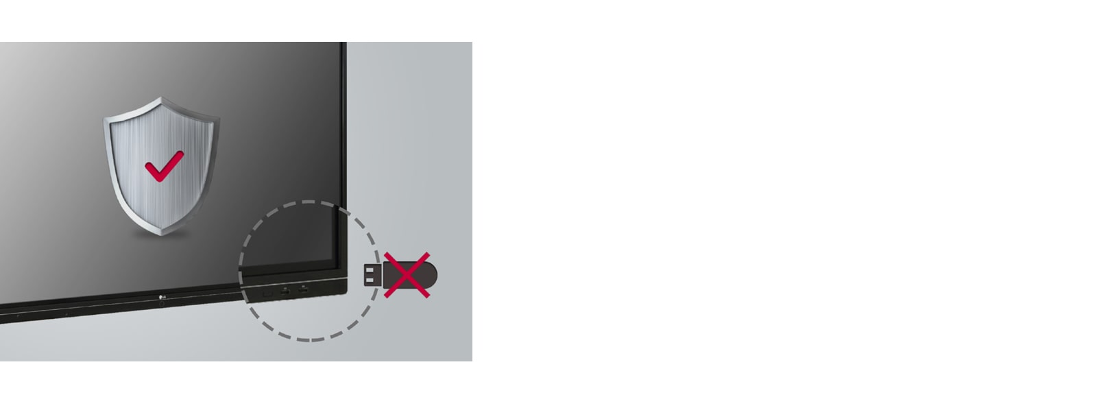 USB is not being able to be connected to a display for security.