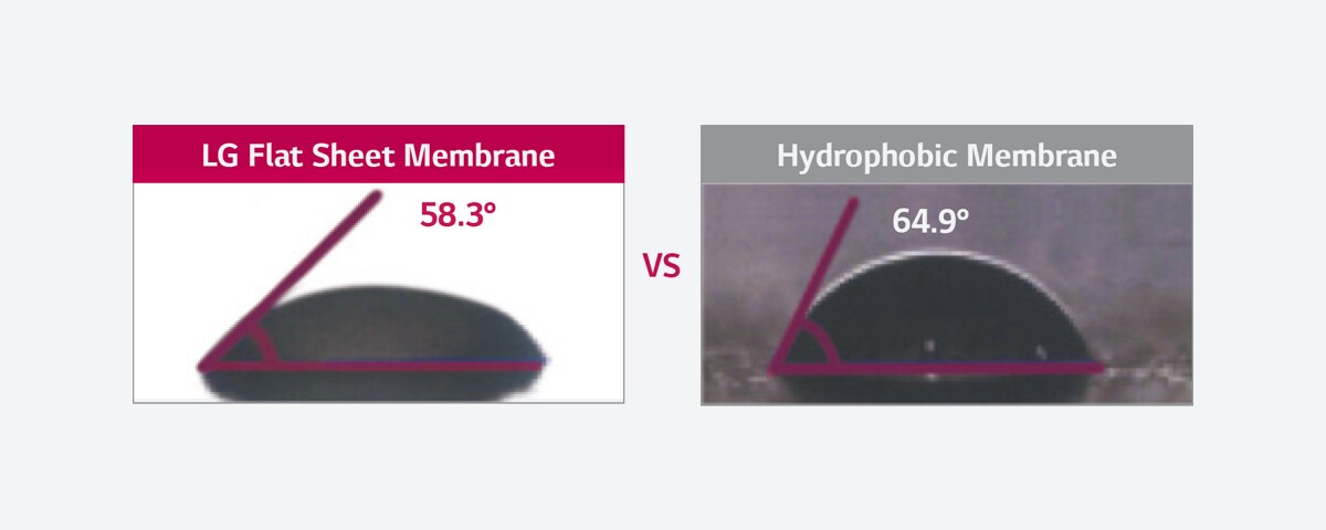 The picture of comparison between LG Flat Sheet Membrane and Hydrophobic Membrane