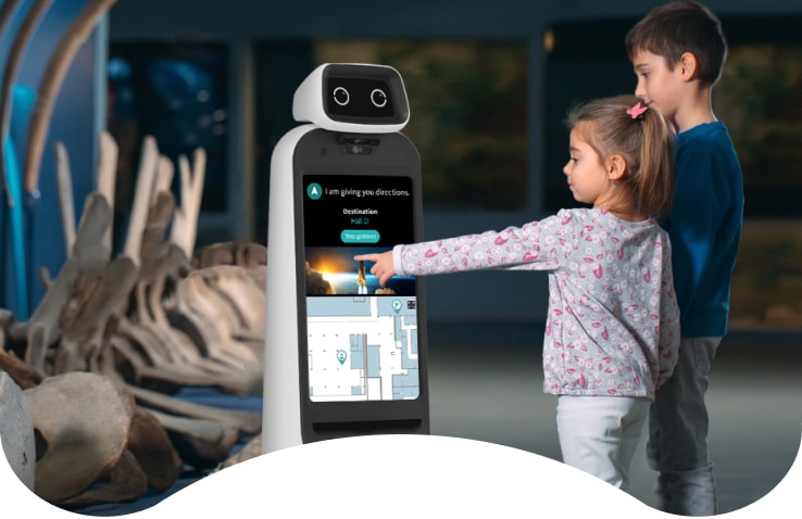 LG CLOi GuideBot in a museum for providing facility guides and information to the visitors.