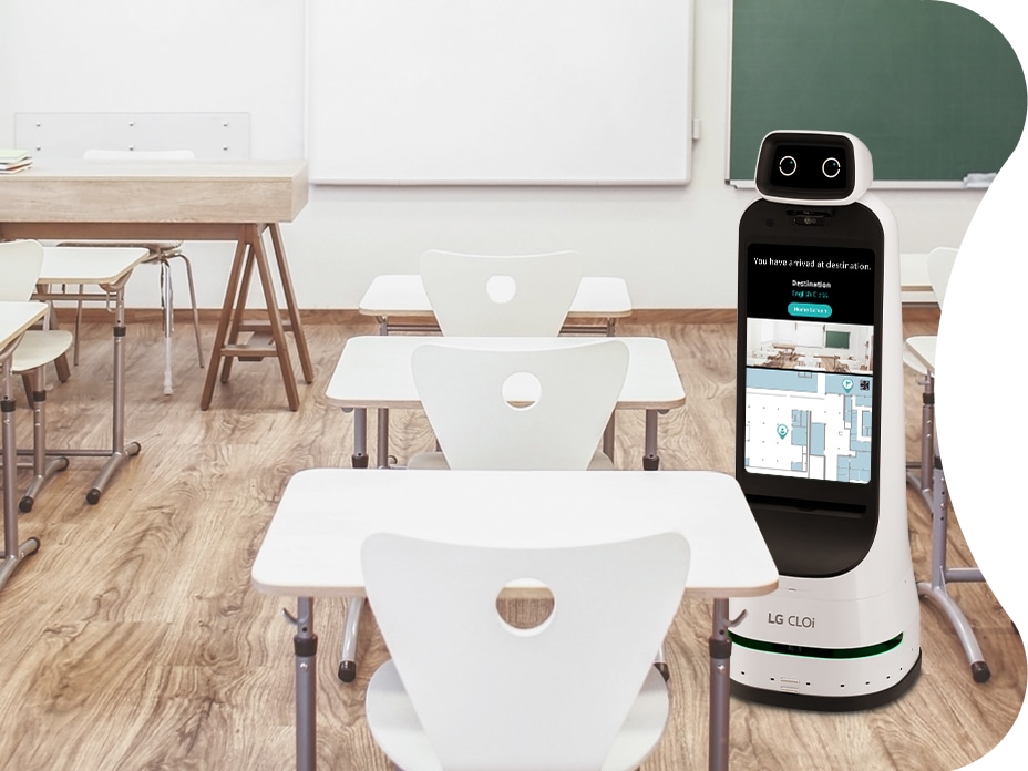LG CLOi GuideBot is your best choice if you want to provide facility guides and information to visitors, students, and faculties. CLOi GuideBot exhibits various information through on the front and back signage, which is customizable through CMS.