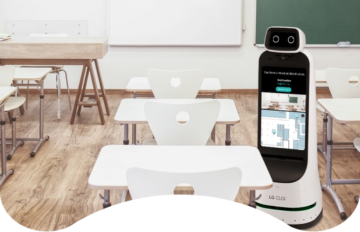 LG CLOi GuideBot is your best choice if you want to provide facility guides and information to visitors, students, and faculties. CLOi GuideBot exhibits various information through on the front and back signage, which is customizable through CMS.