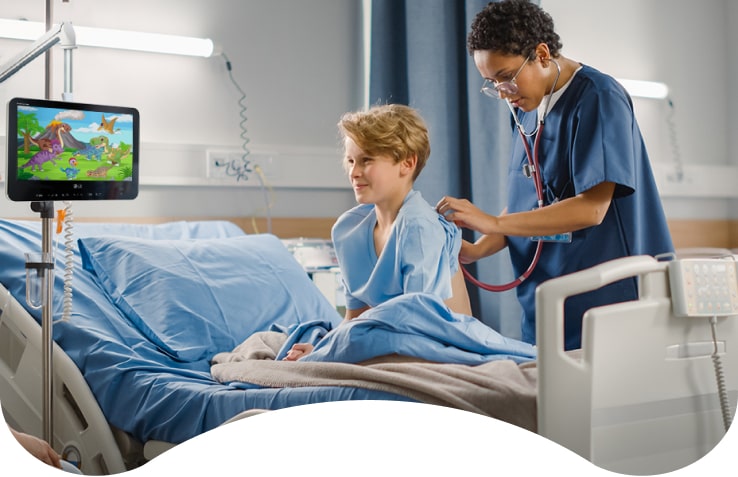 15LN766F boasts a 15” multi-touch display that can be used by patients for entertainment.