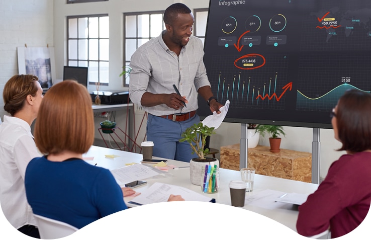 LG CreateBoard creates a lifelike board touch experience, helping users and participants easily become accustomed and truly engage in meetings.