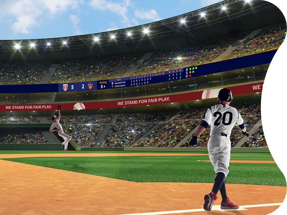 A stadium is equipped with LG outdoor signage. It has outstanding visibility with 6,000 nits of brightness, this super-bright display excels outdoors even in direct sunlight. 