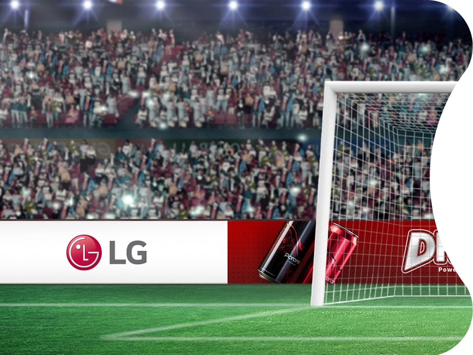 A stadium is equipped with LG signage for stadium. LBB Series are qualified for UEFA Criteria.  With its foldable design, LBB series is designed to prevent players' injury.