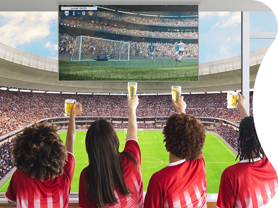 LG’s transparent LED signage plays videos with vivid color tones, catching the guests’ attention.