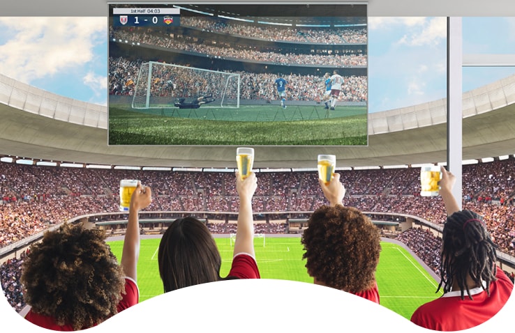 LG’s transparent LED signage plays videos with vivid color tones, catching the guests’ attention.