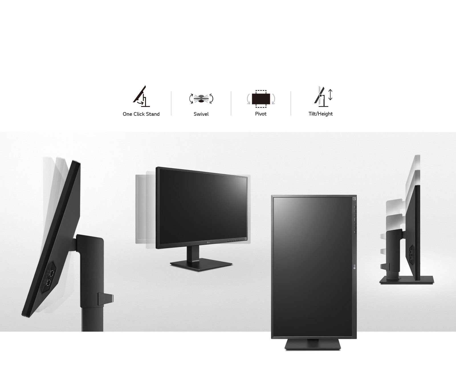 products view of  Swivel, Pivot, Tilt, Height and feature One Click Stand.