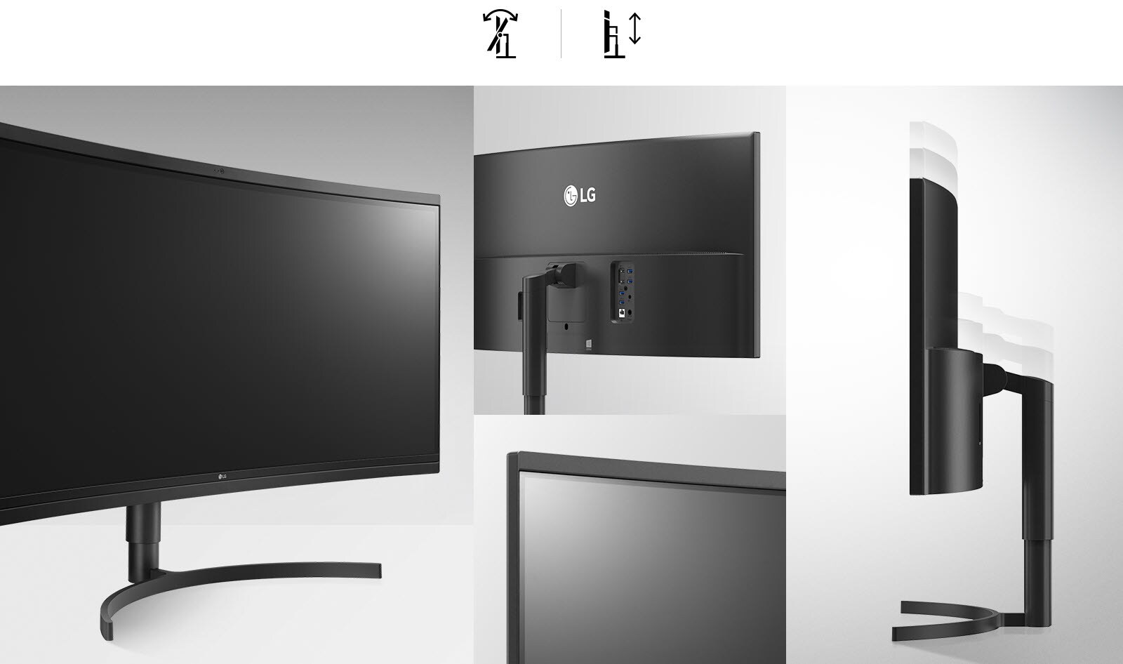 product detail view of Height and tilt adjustment stand.