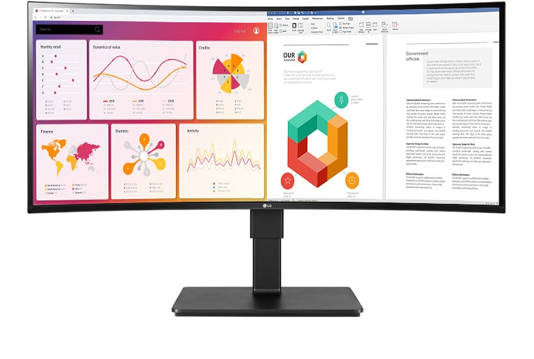 UltraWide™ QHD monitor screen (3440x1440 resolution, 21:9 aspect ratio)