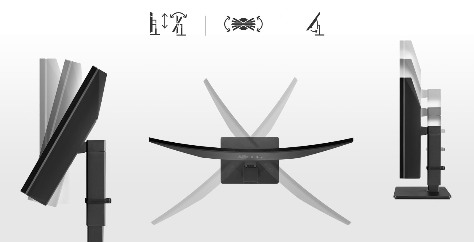 Ergonomic Design : Swivel adjustments, One Click Stand, Tilt and Height