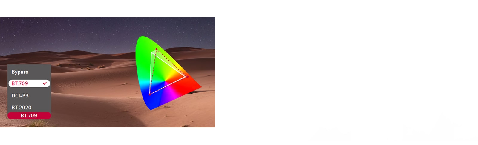 The RGB value is manually adjusted via the Color Gamut function.