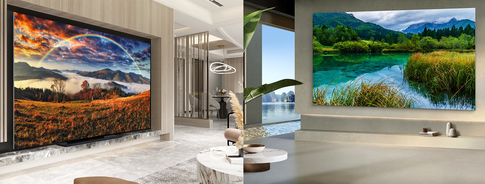 The LG MAGNIT 118-inch can be installed in two ways: free-standing in the living room or hanging on the wall.