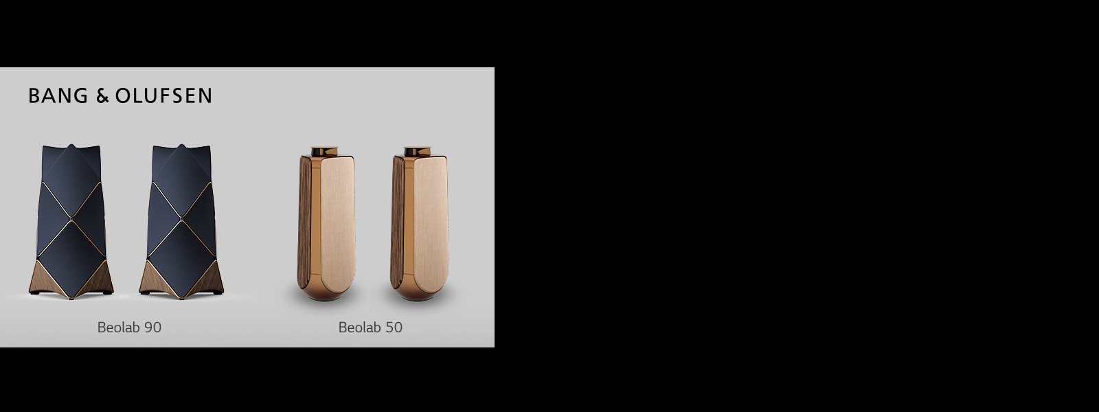 Bang & Olufsen's Beolab 90 and Beolab 50 speakers are on display. 