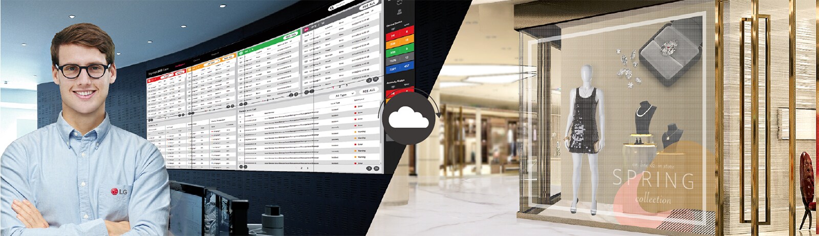 Through ConnectedCare service, display status of the workplace can be managed remotely.