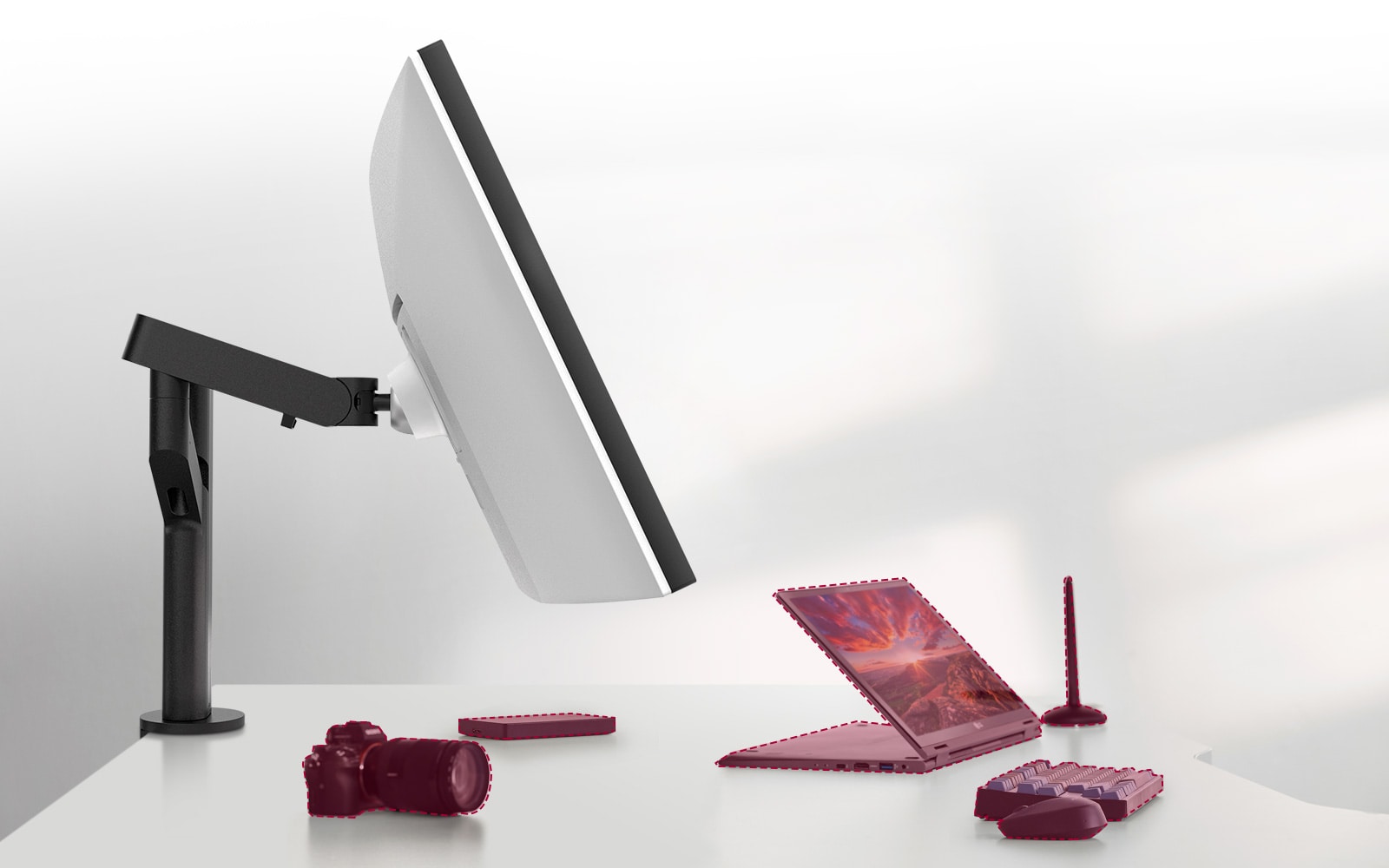 The compact design takes up very little desk surface and also contributes to easier installation.