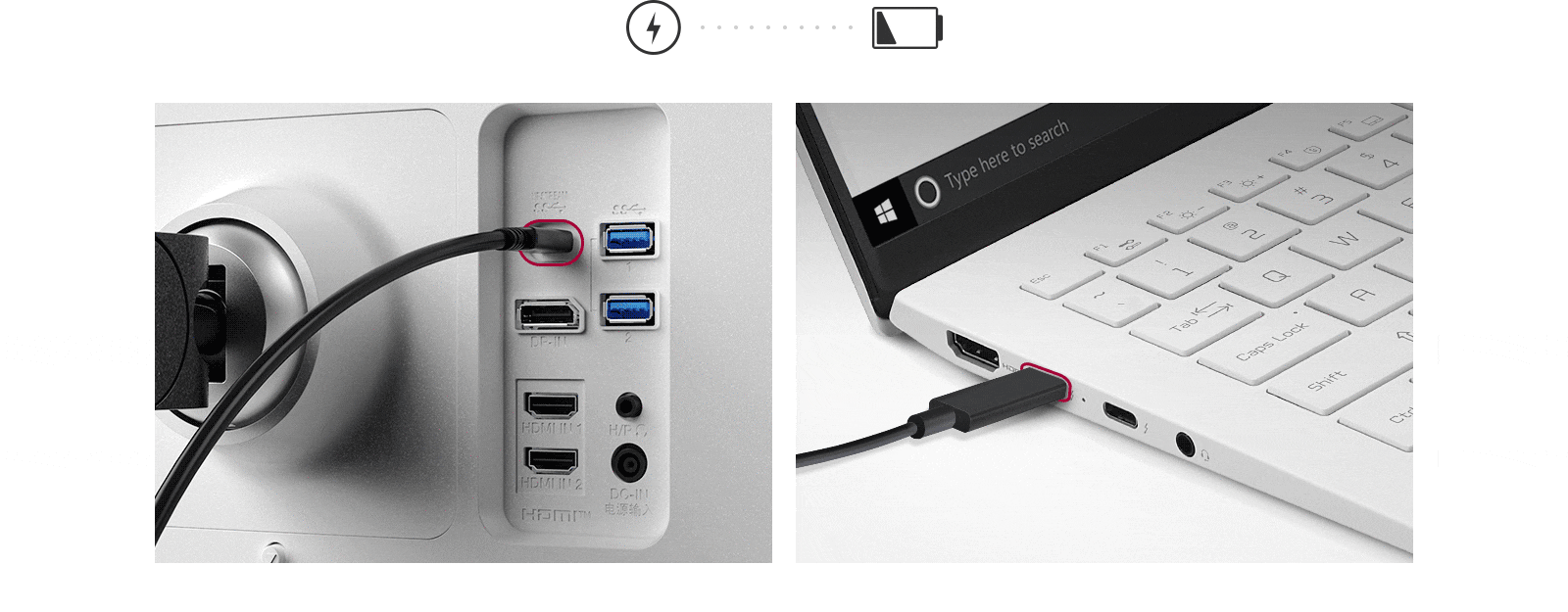 you can power up a monitor, while charging the connected laptop (Up to 90W) simultaneously.