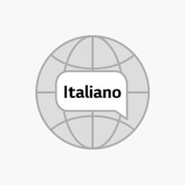 There are four light gray globes with English, Francés, Italiano, Español text written on each globe.