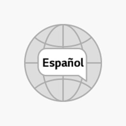 There are four light gray globes with English, Francés, Italiano, Español text written on each globe.