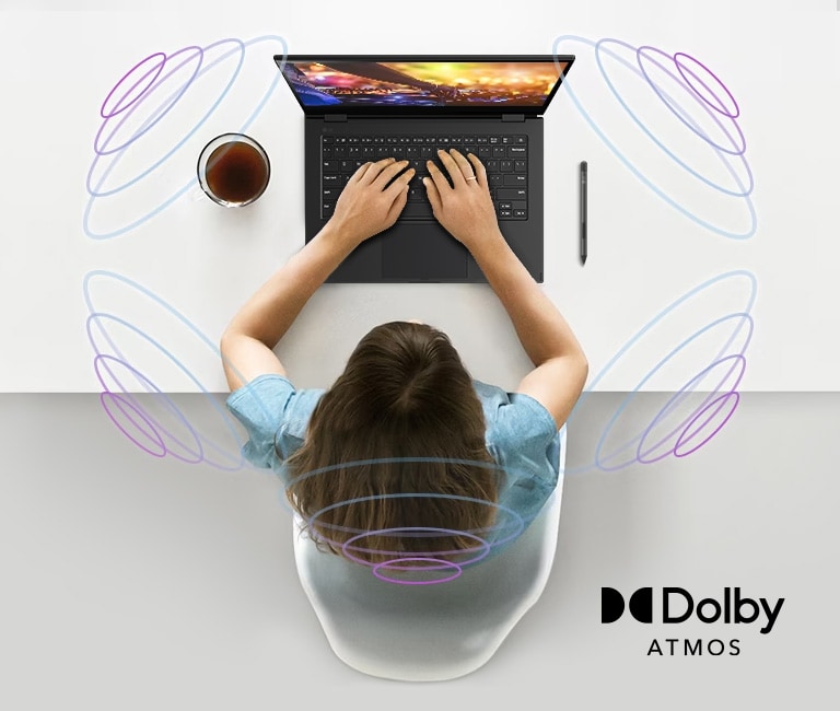 It shows that the sound from the gram speakers surrounds the space around the gram.